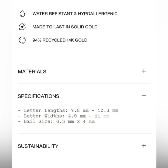 MEJURI 14k cursive letter A charm - Picture 5 of 6